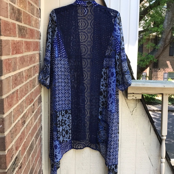 Chico's Other - CHICOS blue print kimono, great as a coverup!! S/M